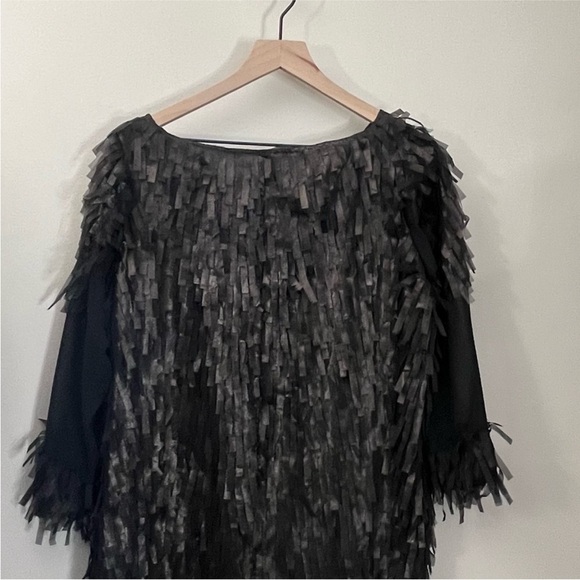 Ray Harris London Textured Fringe Sheer Chiffon Tunic Top Avant Garde Gallery - Picture 7 of 7